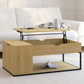 Table basse rectangulaire à plateau relevable DETROIT avec coffre, design industriel