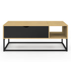 Table basse à plateau relevable BOSTON avec rangements style industriel