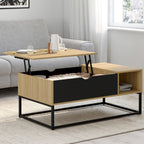 Table basse à plateau relevable BOSTON avec rangements style industriel