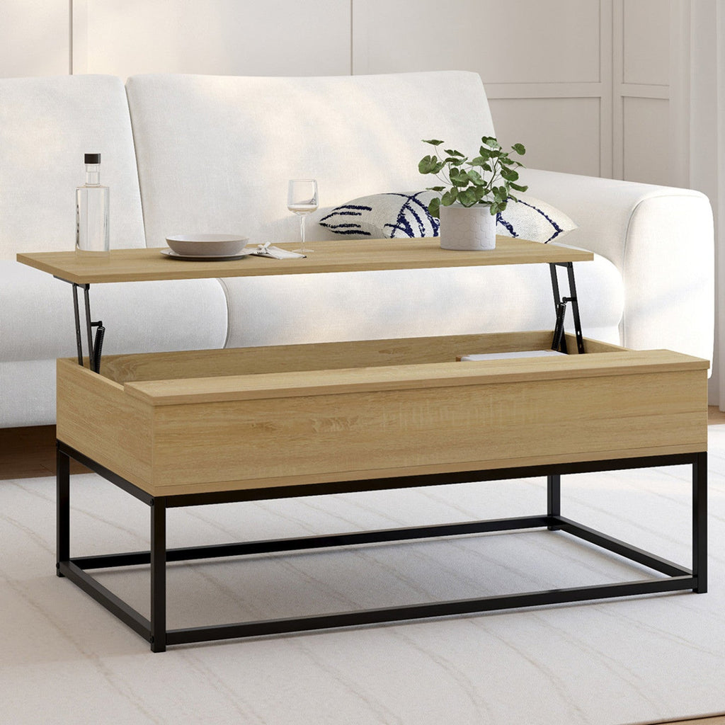 Table basse rectangulaire à plateau relevable design industriel DETROIT
