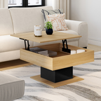 Table basse carrée à plateau relevable EDEN bois et noir