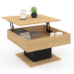 Table basse carrée à plateau relevable EDEN bois et noir