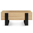 Table basse rectangulaire à plateau relevable PHOENIX bois et noir