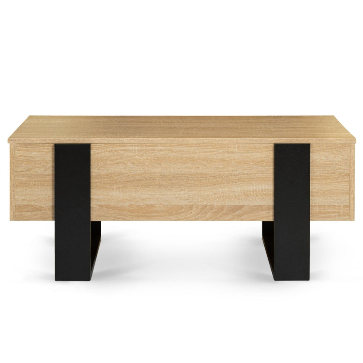 Table basse rectangulaire à plateau relevable PHOENIX bois et noir