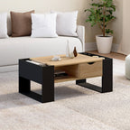 Table basse rectangulaire BERYL avec tiroir bois noir et effet hêtre