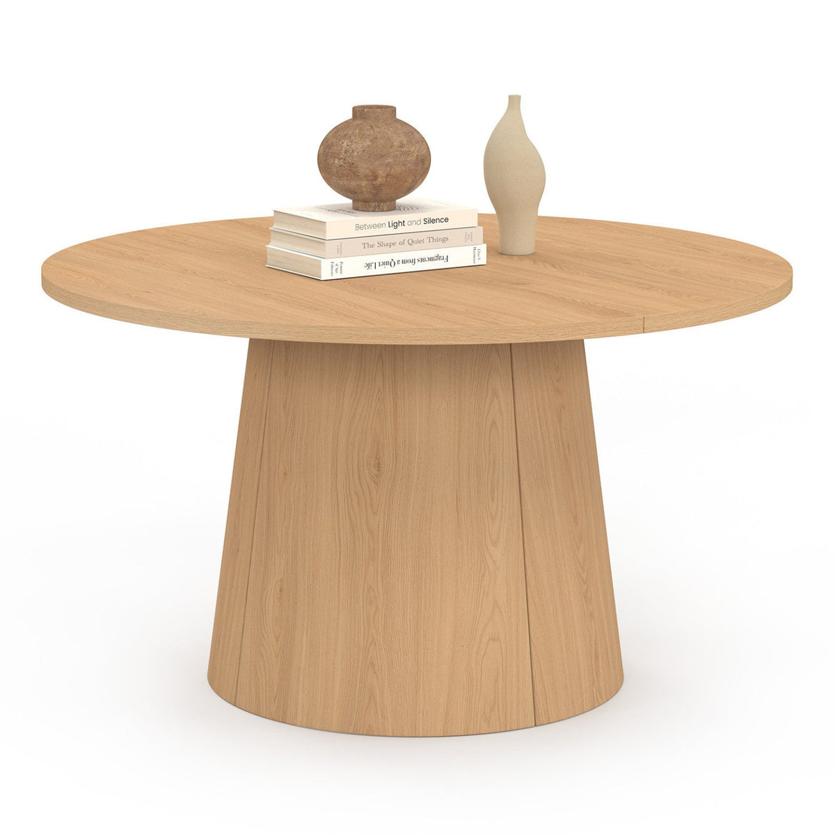 Table basse ronde ANGELE 70 cm pied central effet hêtre
