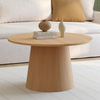 Table basse ronde ANGELE 70 cm pied central effet hêtre