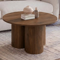 Table basse ronde ELOISE 70 cm bois effet noyer