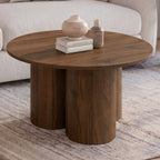 Table basse ronde ELOISE 70 cm bois effet noyer