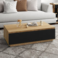 Table basse TOMI 110 cm avec porte décor hêtre et noir
