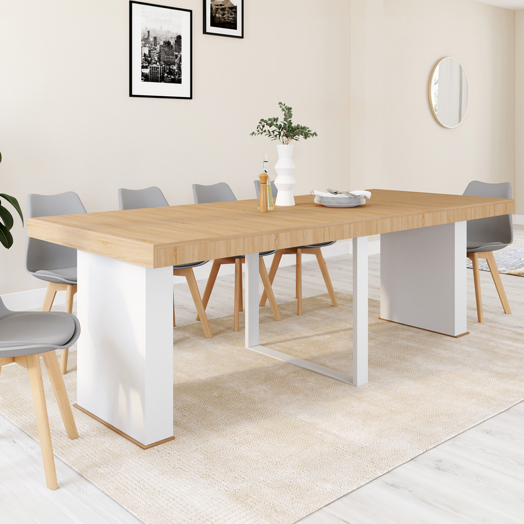 Console extensible EDEN 10 personnes 235 cm bois et blanc