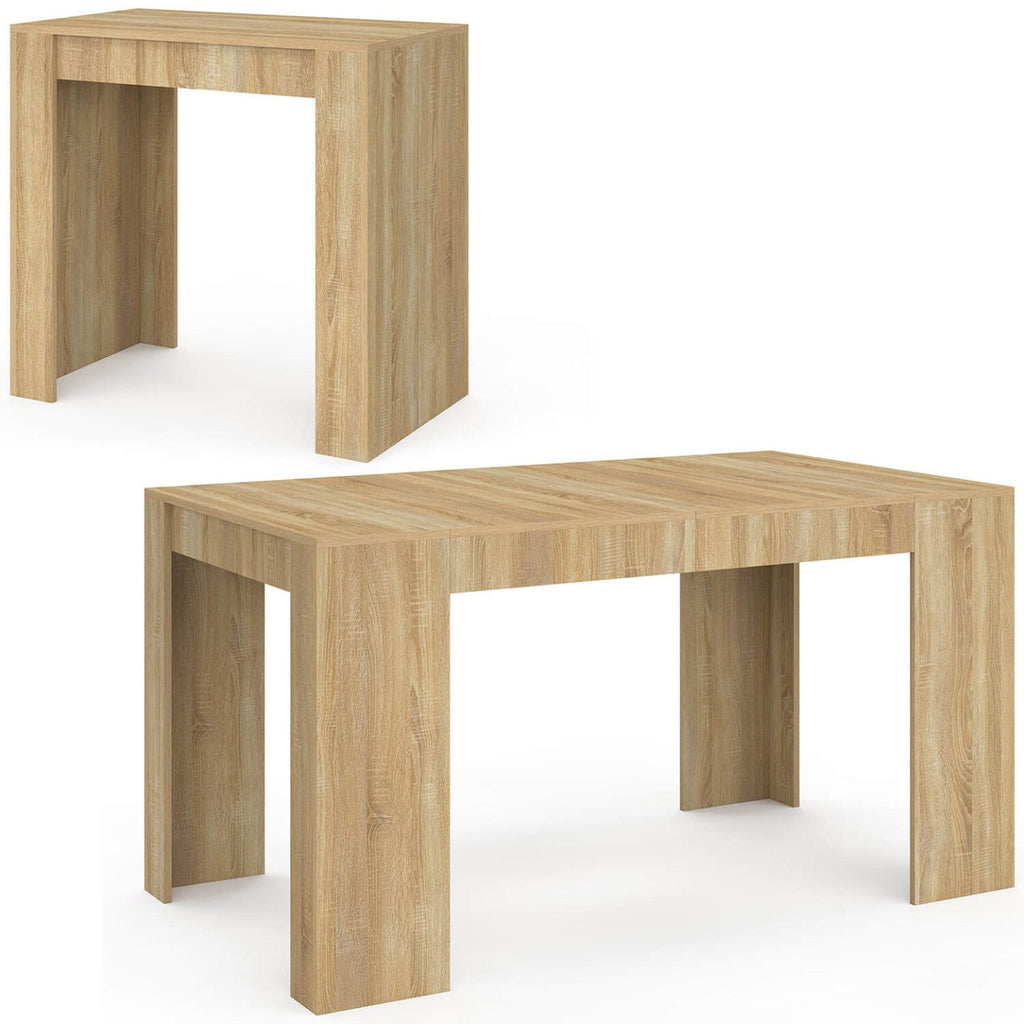 Table console extensible ORLANDO 6 personnes 140 cm décor hêtre