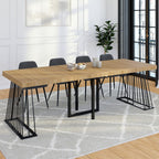 Table console extensible YUNA pour 10 personnes 235 cm avec plateau en bois et piètement filaire en métal noir