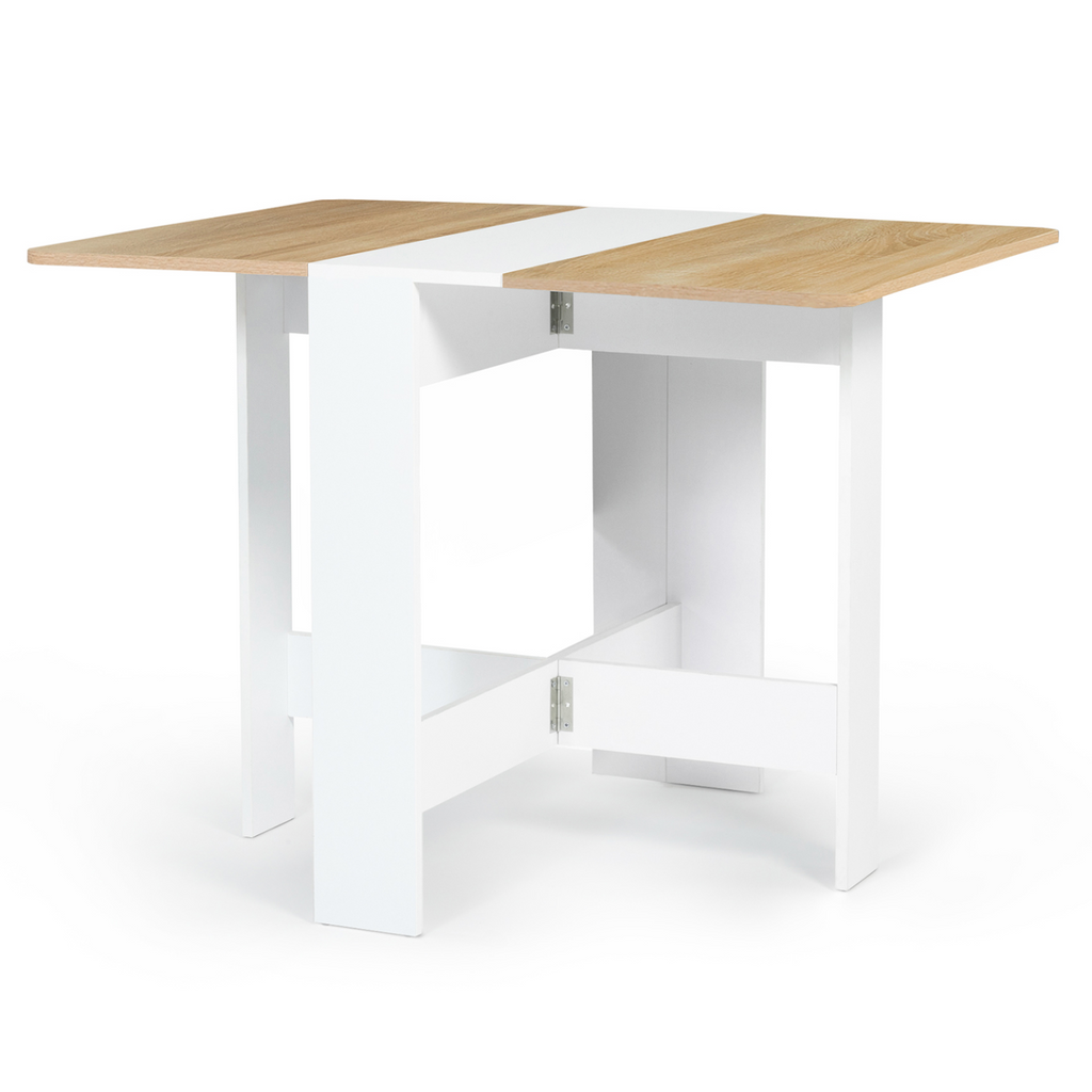 Console pliable EDI 2-4 personnes bois blanc, plateau imitation hêtre 103 x 76 cm