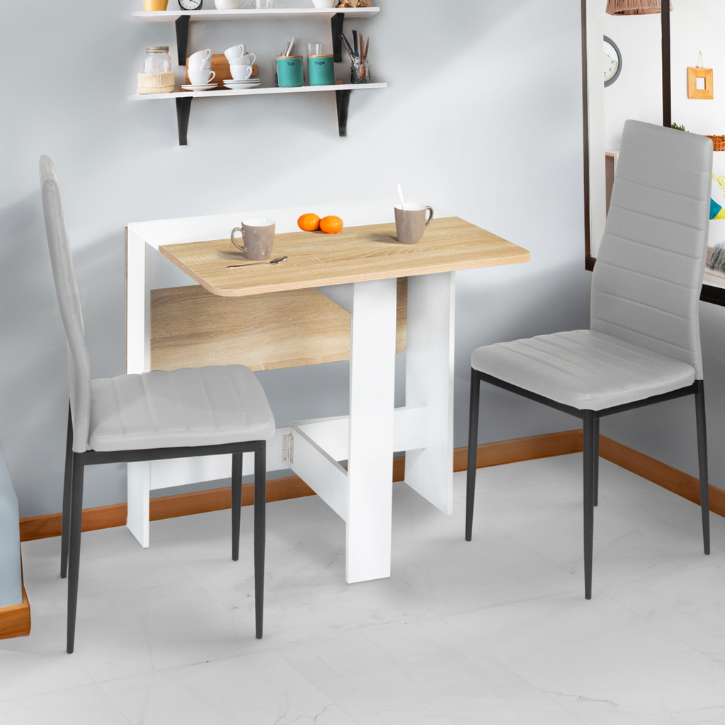 Console pliable EDI 2-4 personnes bois blanc, plateau imitation hêtre 103 x 76 cm