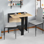 Table console pliable EDI 2-4 personnes bois noir plateau aspect hêtre 103 x 76 cm