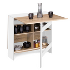 Console pliable EDI 2-6 personnes avec rangements, bois blanc, plateau façon hêtre, 150 x 80 cm