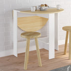 Table console pliable ronde EDI 2-4 personnes bois blanc plateau décor hêtre 103 x 76 cm