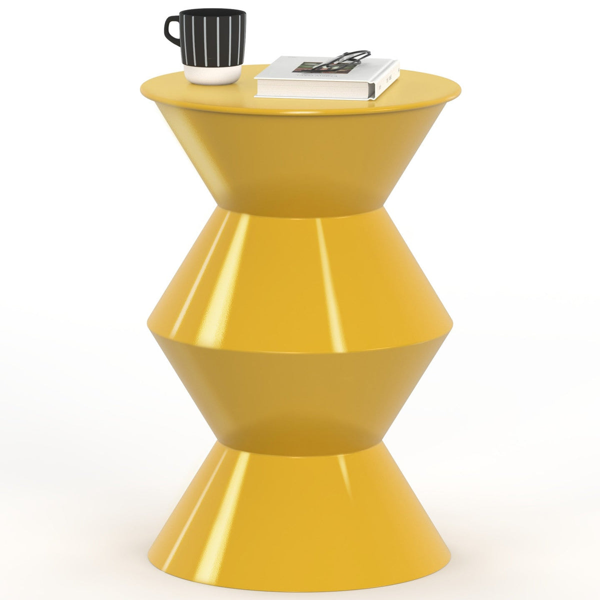 Table d'appoint ronde, table basse, bout de canapé, table de chevet IRENE 30 cm métal jaune foncé