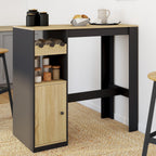 AMERI Bar table with cupboard and bottle rack for 2 people, wood and black