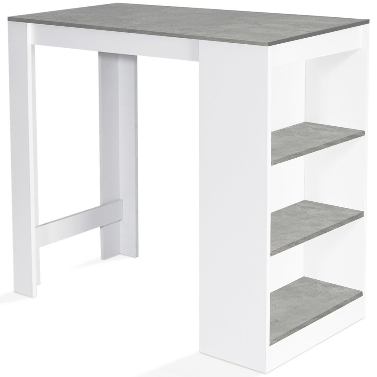 Table de bar BARTH pour 2 à 4 personnes, bois blanc et plateau effet béton