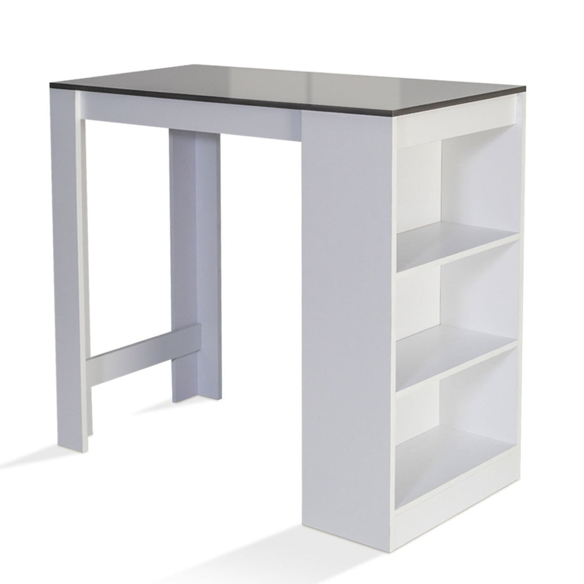 Table de bar BARTH 2 à 4 personnes bois blanc plateau gris