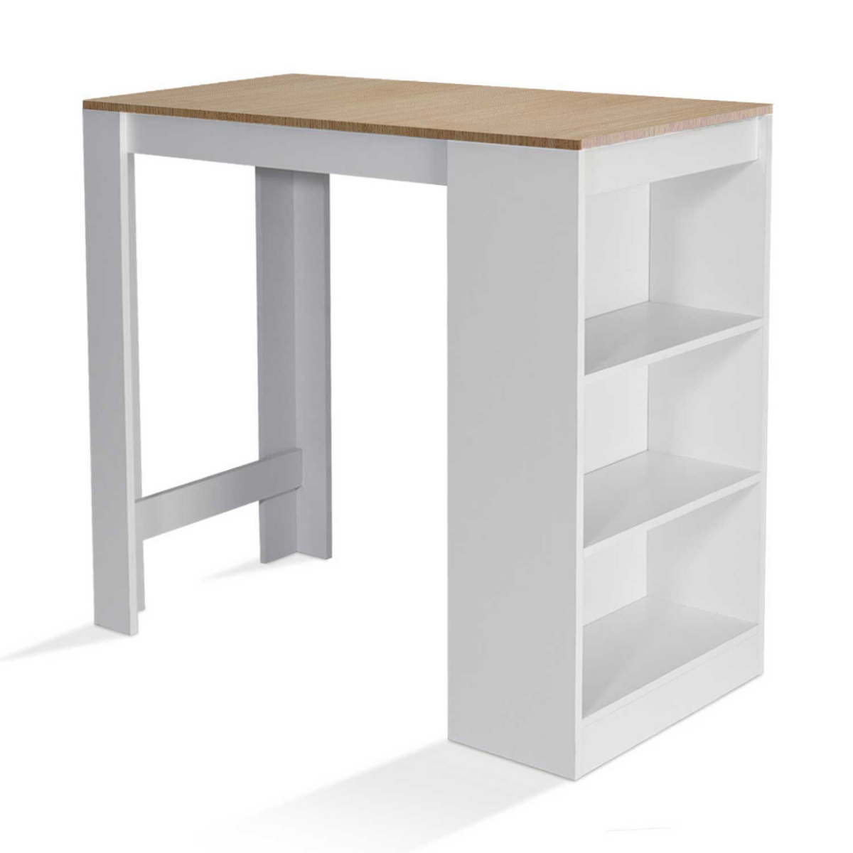 Table de bar BARTH 2 à 4 personnes, bois blanc, plateau façon hêtre