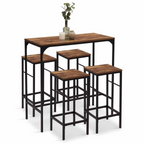 Ensemble table haute de bar DAYTON 100 cm et 4 chaises de bar effet vieilli design industriel