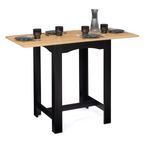 Table haute de bar extensible DONA 2 à 4 personnes noire plateau aspect hêtre 60-120 cm