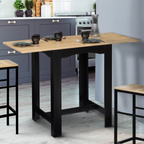 Table haute de bar extensible DONA 2 à 4 personnes noire plateau aspect hêtre 60-120 cm