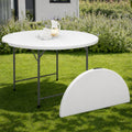 Table pliante d'appoint ronde portable de 122 cm pour camping ou réception avec housse blanche