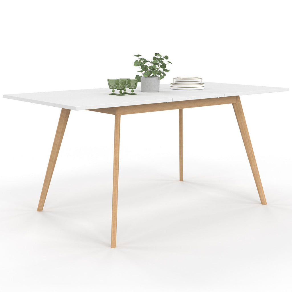 Table scandinave rectangulaire extensible INGA 4-8 personnes blanche 110-150 cm