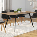Table scandinave extensible rectangulaire INGA 4-8 personnes plateau bois pieds noirs 110-150 cm