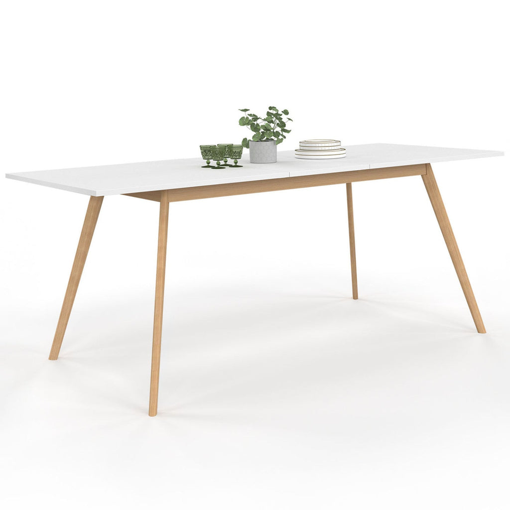 Table scandinave extensible rectangulaire INGA 6-10 personnes blanche 160-200 cm
