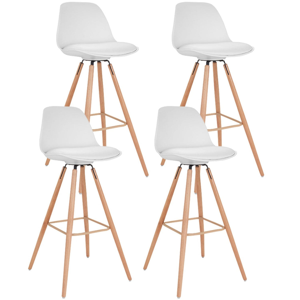 Lot de 4 tabourets de bar SARA blancs