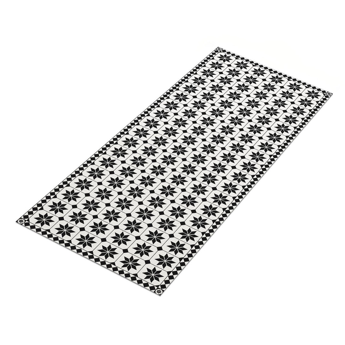 Tapis vinyle effet mosaïque noir et blanc 66 x 160 cm