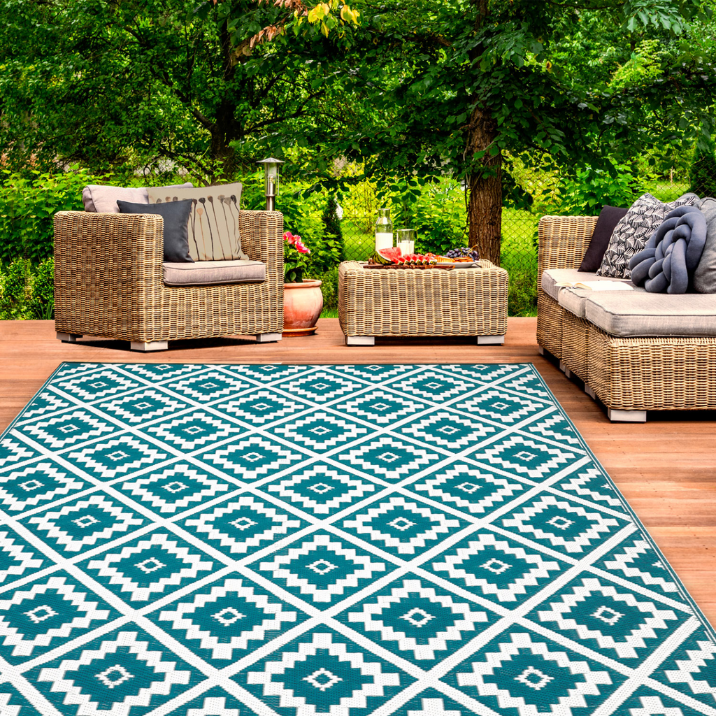 Tapis d'extérieur BAHAMAS bleu canard 270 x 470 CM