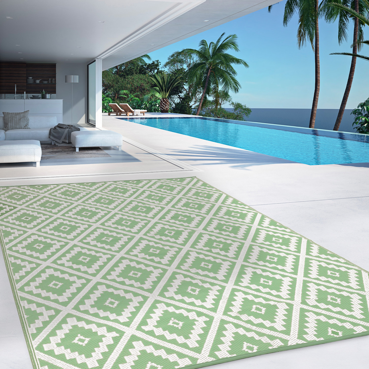 Tapis d'extérieur BAHAMAS vert sauge 270 x 370 cm