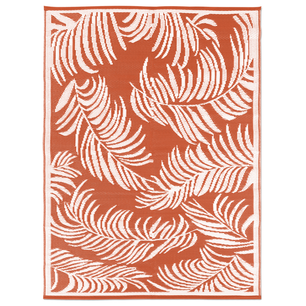 Tapis extérieur COCO tropical terre cuite et blanc 270 x 470 CM