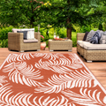 Tapis extérieur COCO tropical terre cuite et blanc 270 x 470 CM