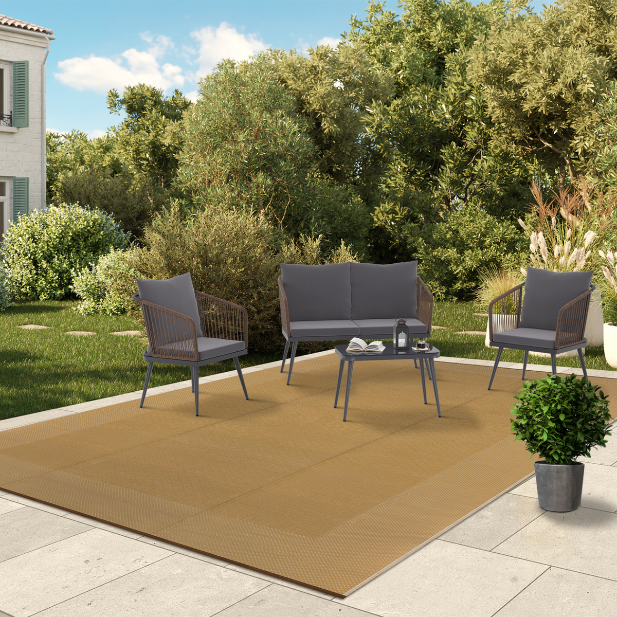 Tapis extérieur KEOLA effet jute 270 x 370 cm