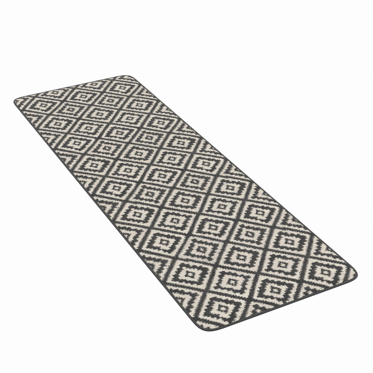 Tapis d'entrée et de couloir intérieur CARAIBA gris et blanc 60 x 180 cm