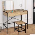 Coiffeuse LUIS avec miroir rabattable et tabouret, design industriel