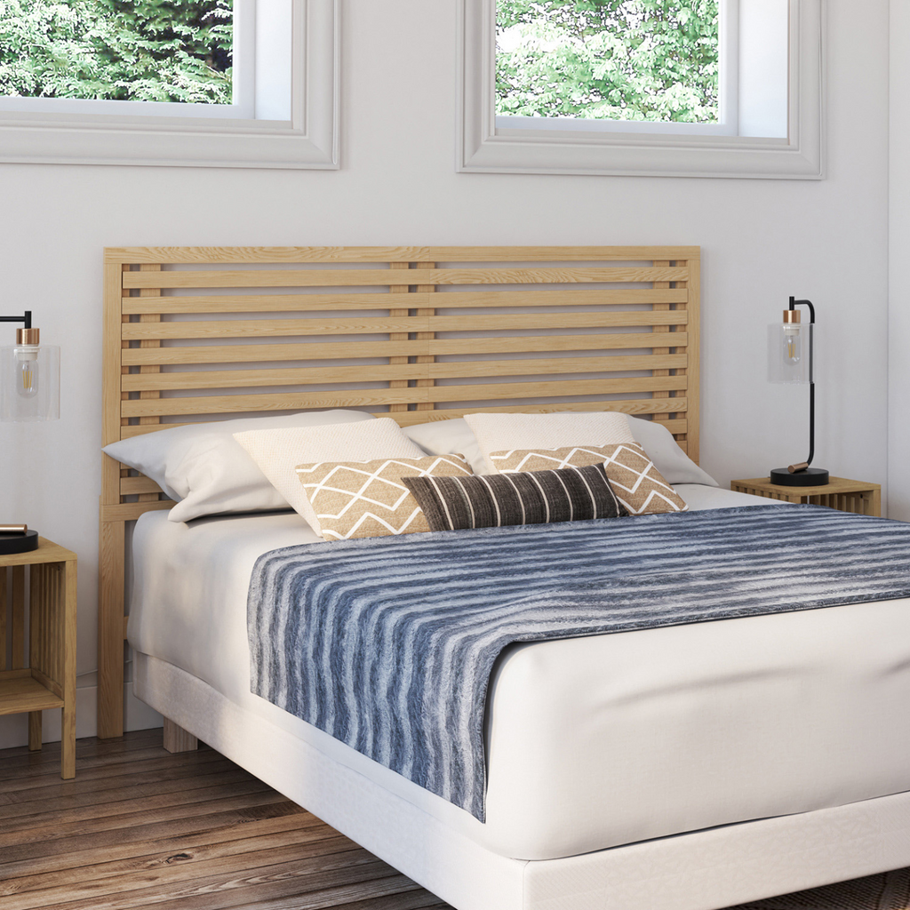 Tête de lit sur pied à lattes AVA 160 cm aspect bois clair