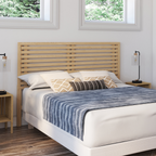 Tête de lit sur pied à lattes AVA 160 cm aspect bois clair