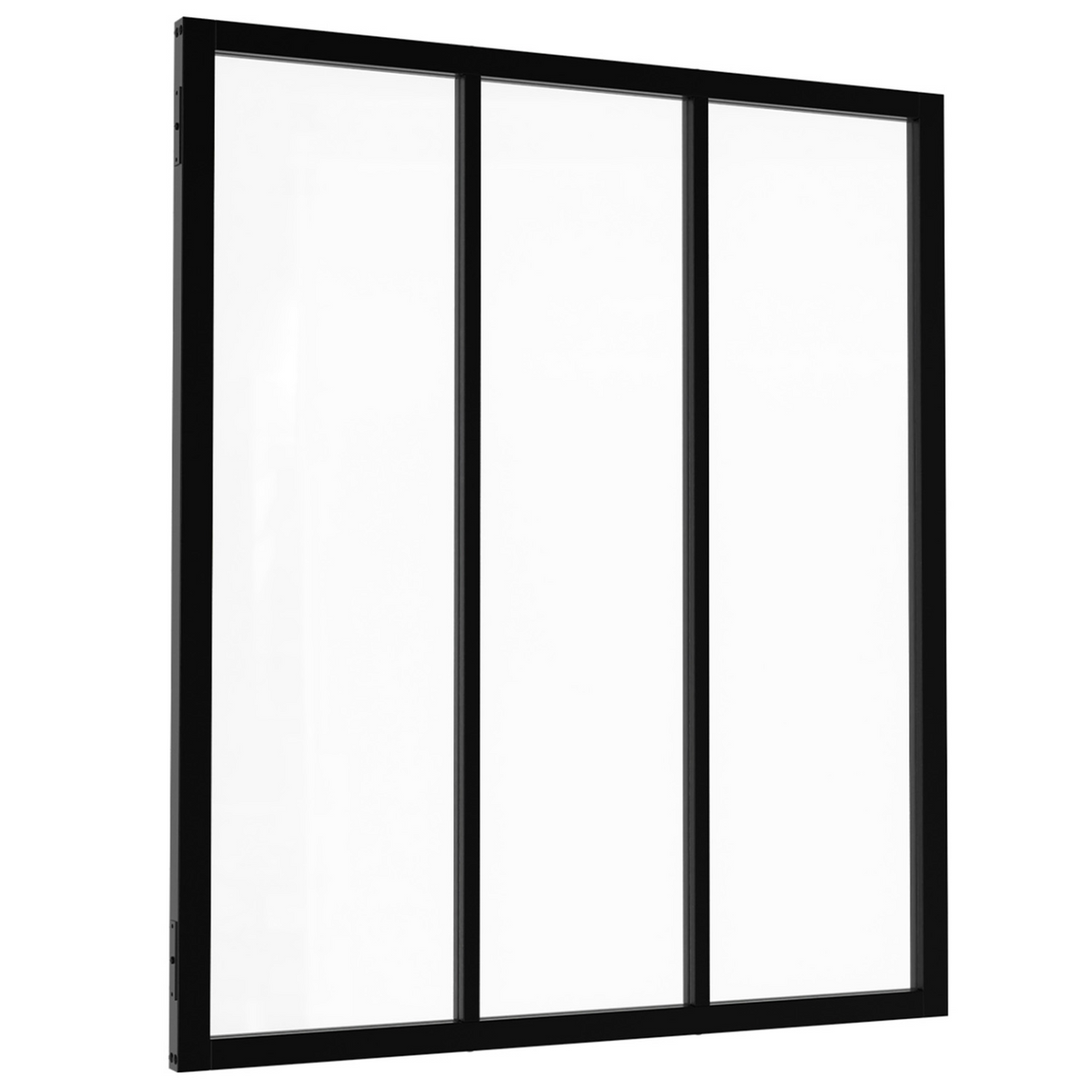 Verrière d'atelier 3 vitrages L. 93 x H. 108 cm en métal noir et verre trempé
