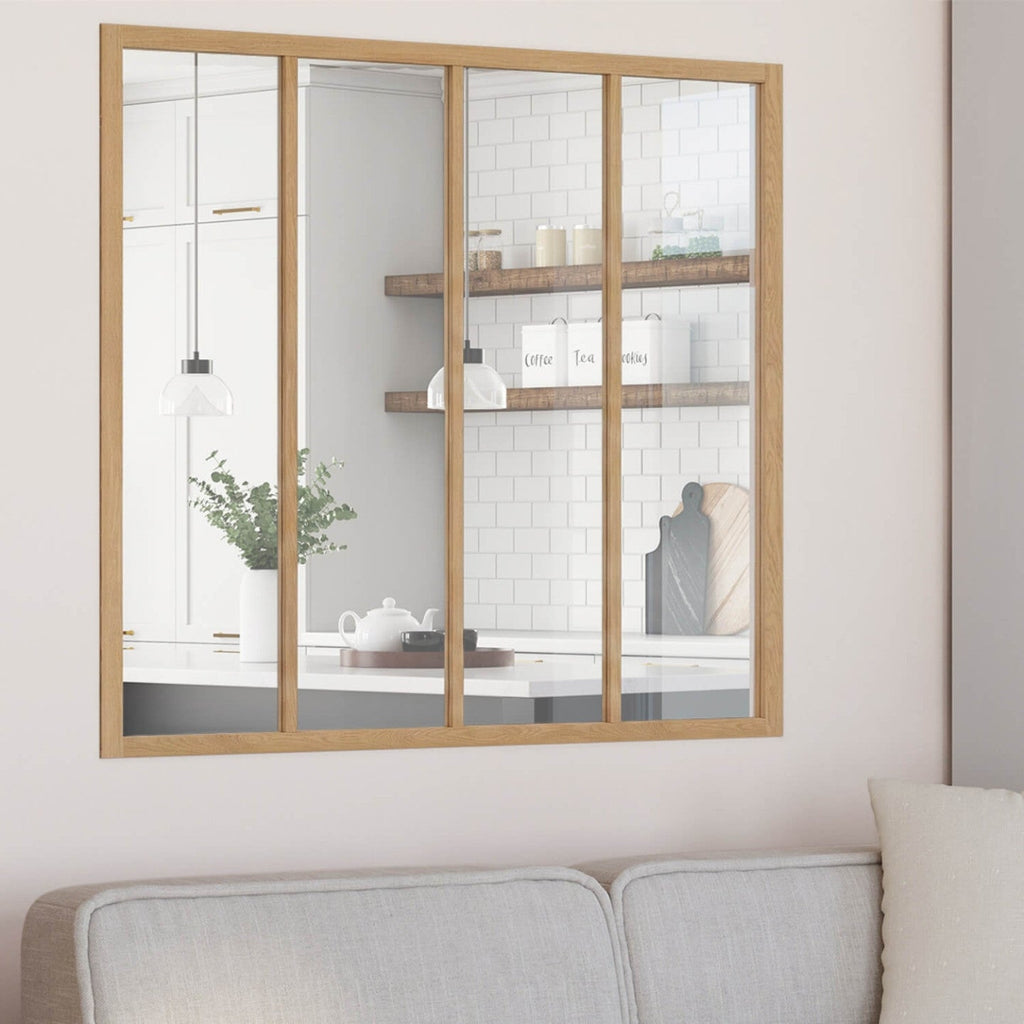 Verrière d'atelier 4 vitrages L. 116 x H. 108 cm en bois et verre trempé