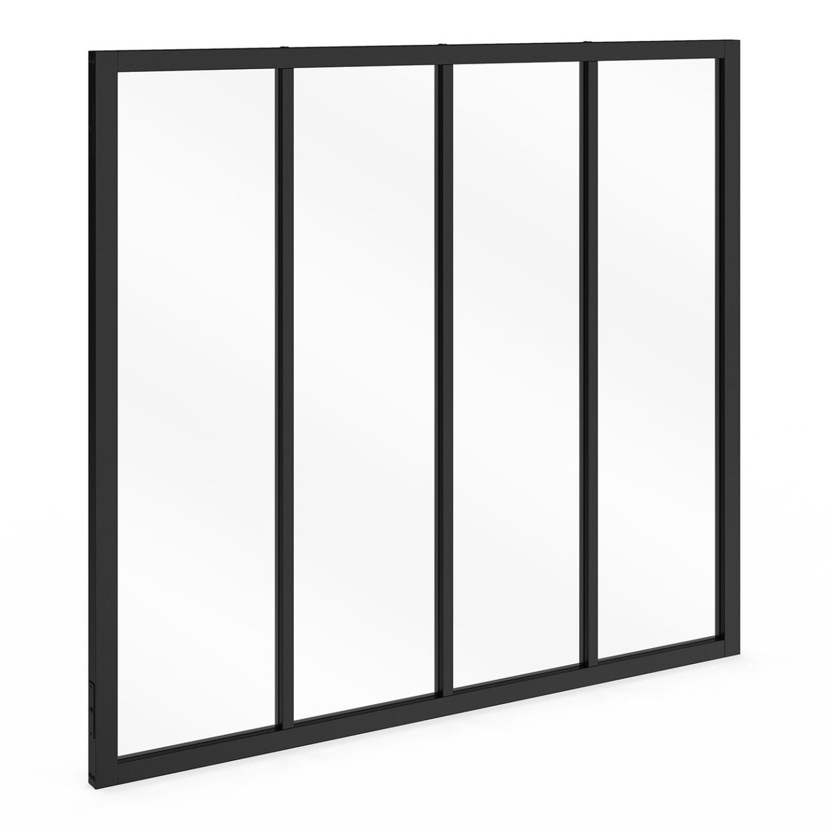 Verrière d'atelier 4 vitrages L. 116 x H. 108 cm en métal noir et verre trempé