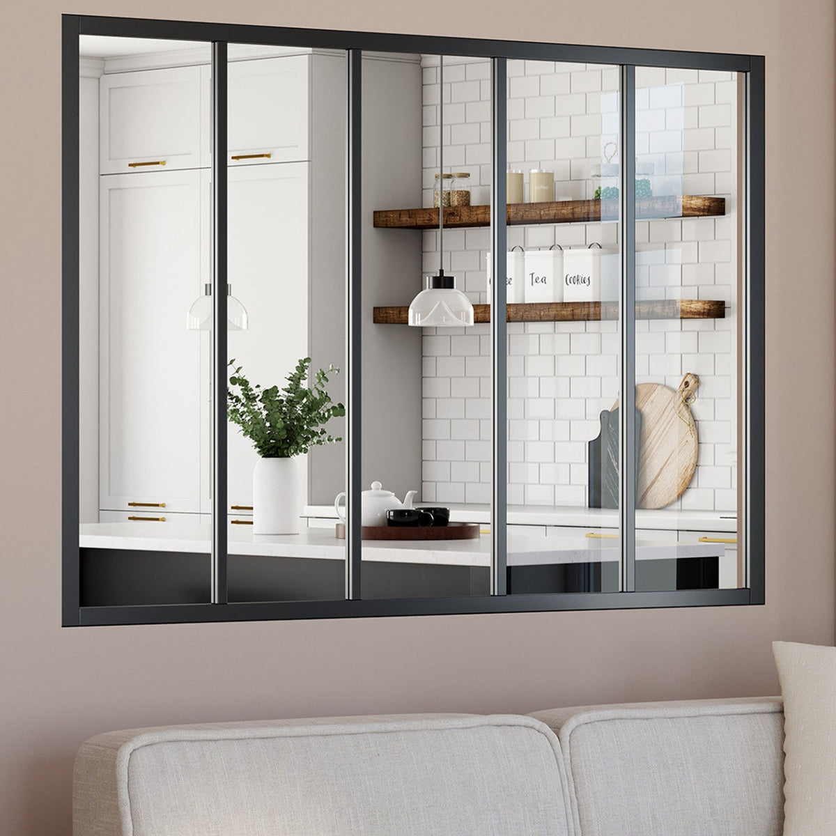 Verrière atelier 5 vitrages L. 150 x H. 108 cm en métal noir et verre trempé