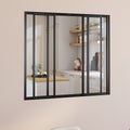 Verrière atelier coulissante 4 vitrages L. 120 x H. 108 cm en métal noir et verre trempé